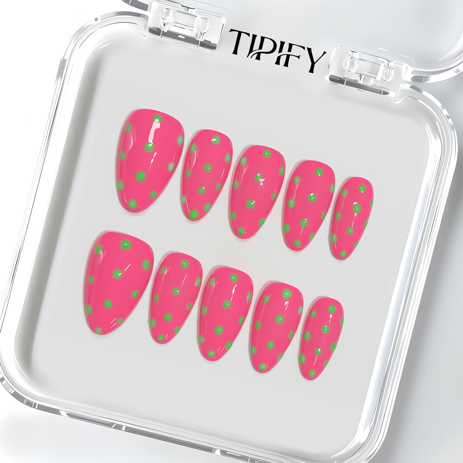 Pink with Green Dots