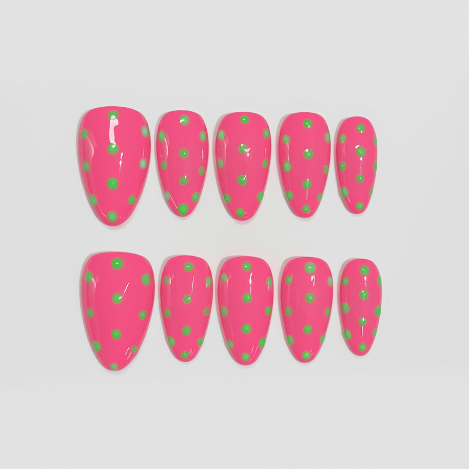 Pink with Green Dots