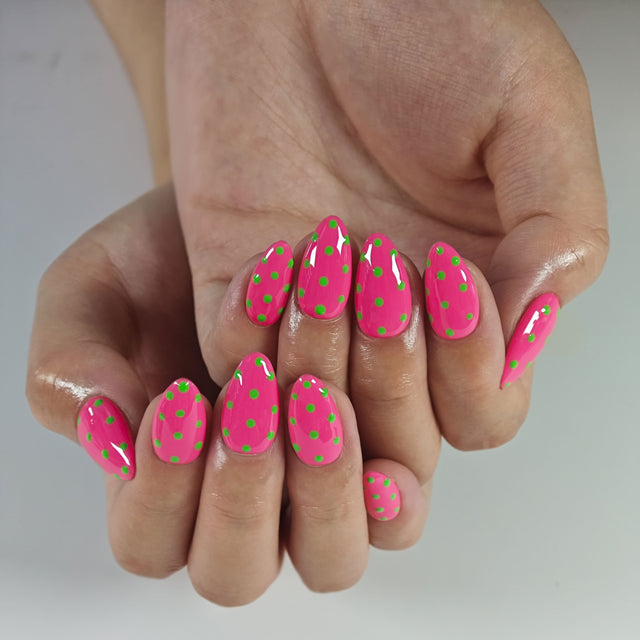Pink with Green Dots