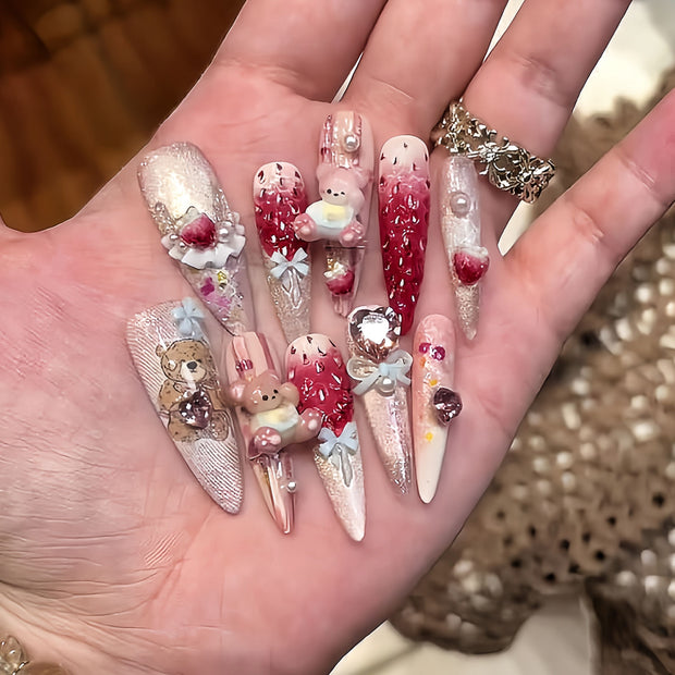 Berry Bear Luxury Press-On Nails