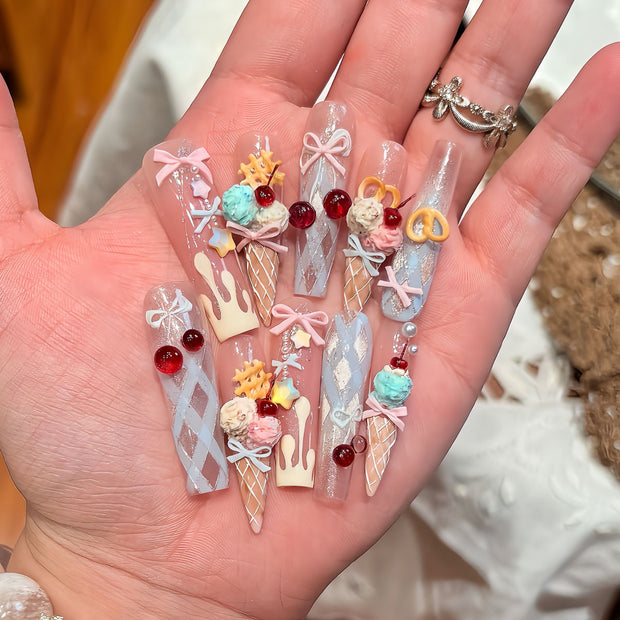 Pastel Sundae Luxury Press-On Nails